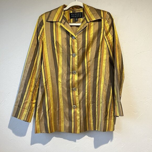 Vintage 70s Vertical Striped Jacket blazer Womens Boho Retro Disco clown core - Picture 1 of 9